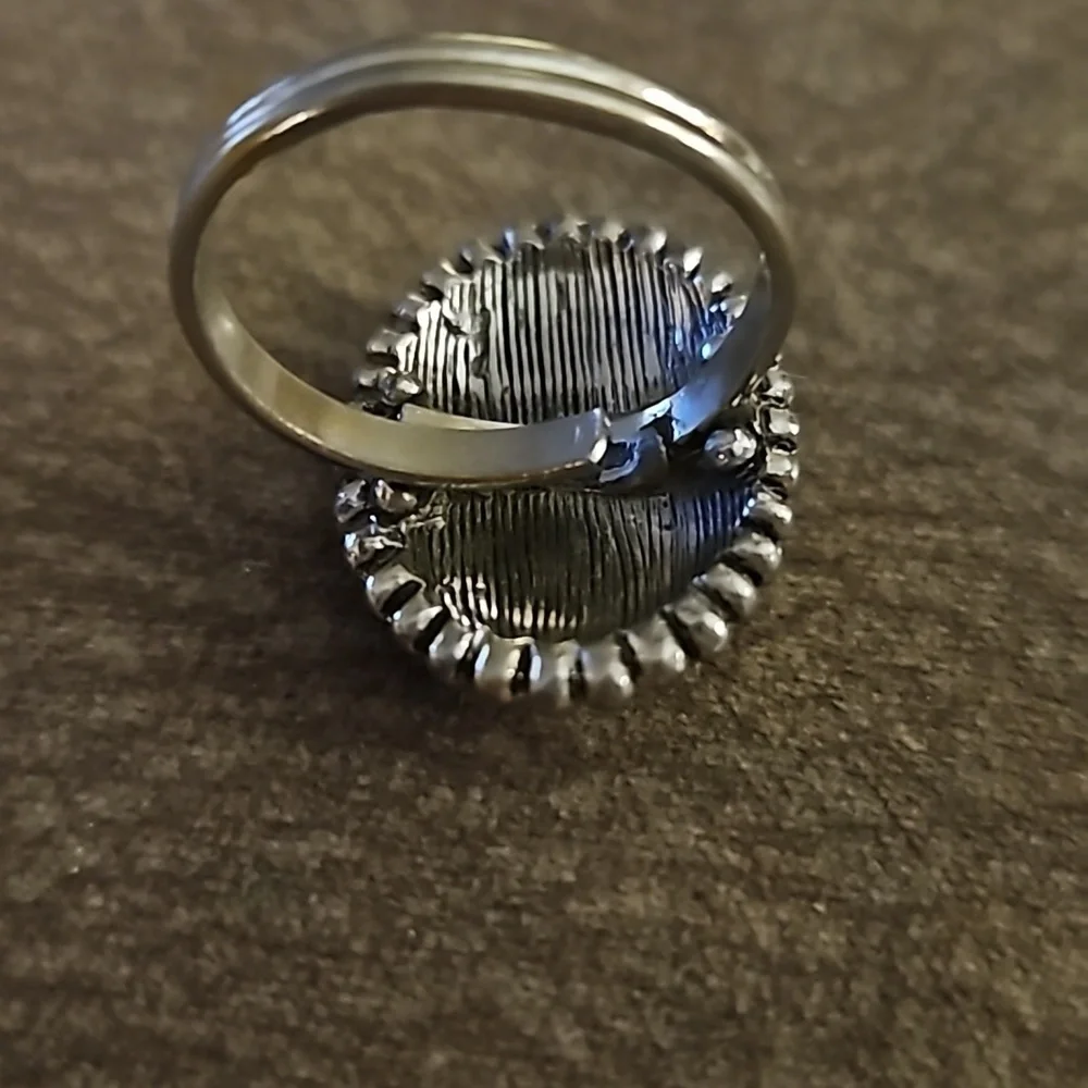3/$30 Cowboy Core Faux Turquoise Oval Adjustable Ring
